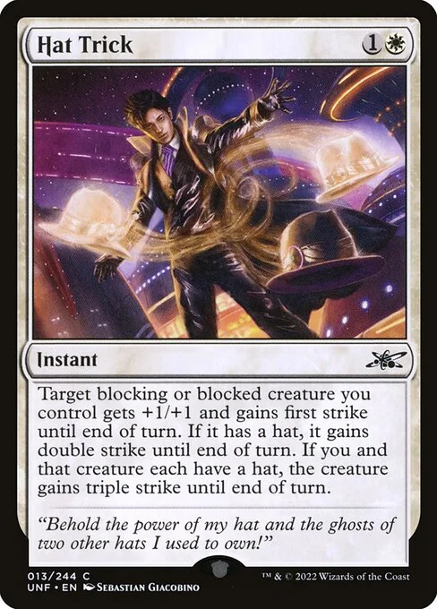 Hat Trick, carta Magic di tipo Instant illustrata da Sebastian Giacobino