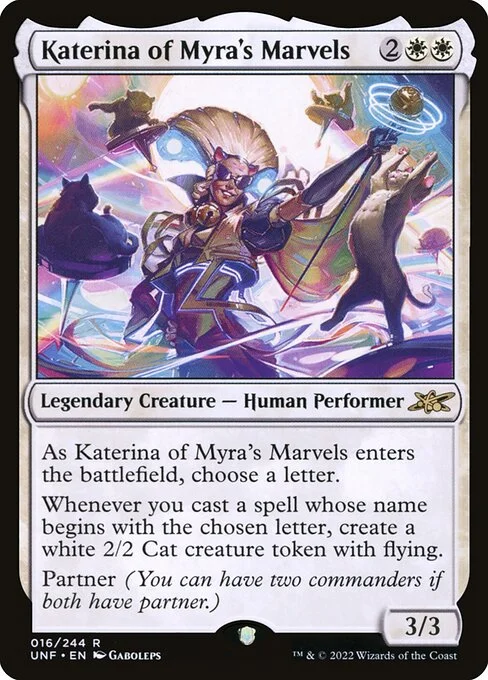 Katerina of Myra's Marvels, carta Magic di tipo Legendary Creature — Human Performer illustrata da Gaboleps