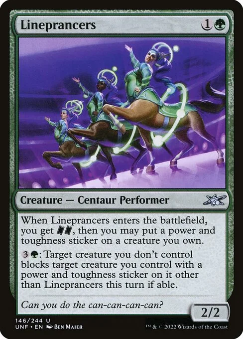 Lineprancers, carta Magic di tipo Creature — Centaur Performer illustrata da Ben Maier