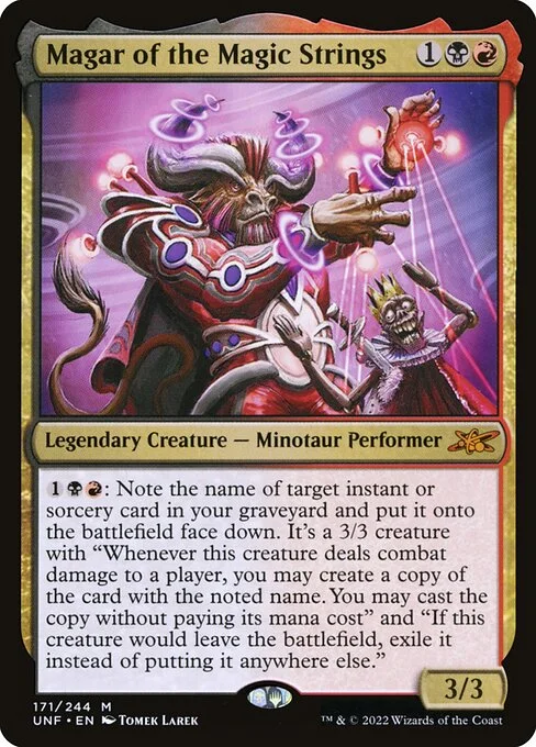 Magar of the Magic Strings, carta Magic di tipo Legendary Creature — Minotaur Performer illustrata da Tomek Larek