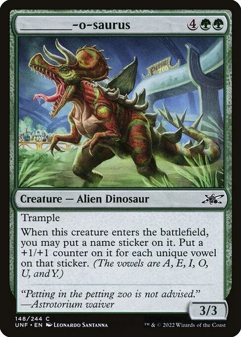 _____-o-saurus, carta Magic di tipo Creature — Alien Dinosaur illustrata da Leonardo Santanna