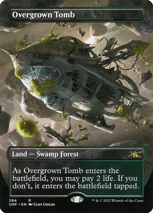 Overgrown Tomb, carta Magic di tipo Land — Swamp Forest illustrata da Cliff Childs