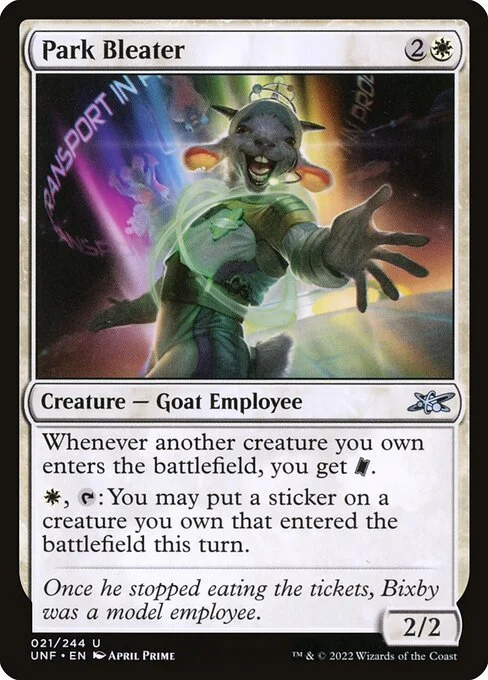 Park Bleater, carta Magic di tipo Creature — Goat Employee illustrata da April Prime