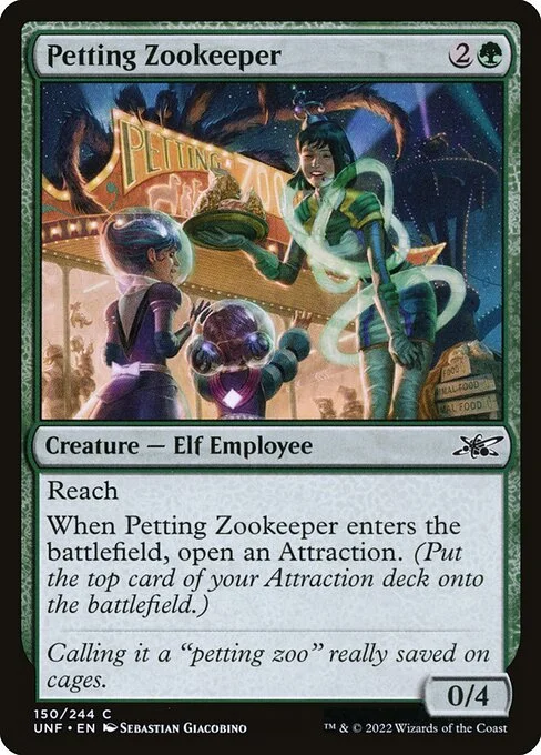 Petting Zookeeper, carta Magic di tipo Creature — Elf Employee illustrata da Sebastian Giacobino