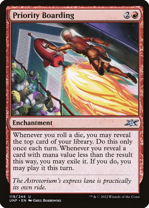 Priority Boarding, carta Magic di tipo Enchantment illustrata da Greg Bobrowski