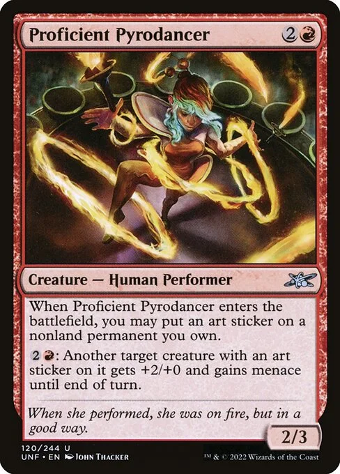 Proficient Pyrodancer, carta Magic di tipo Creature — Human Performer illustrata da John Thacker