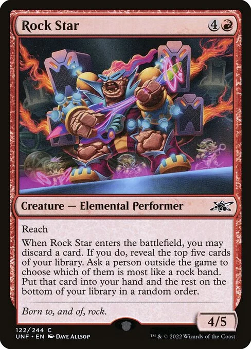 Rock Star, carta Magic di tipo Creature — Elemental Performer illustrata da Dave Allsop