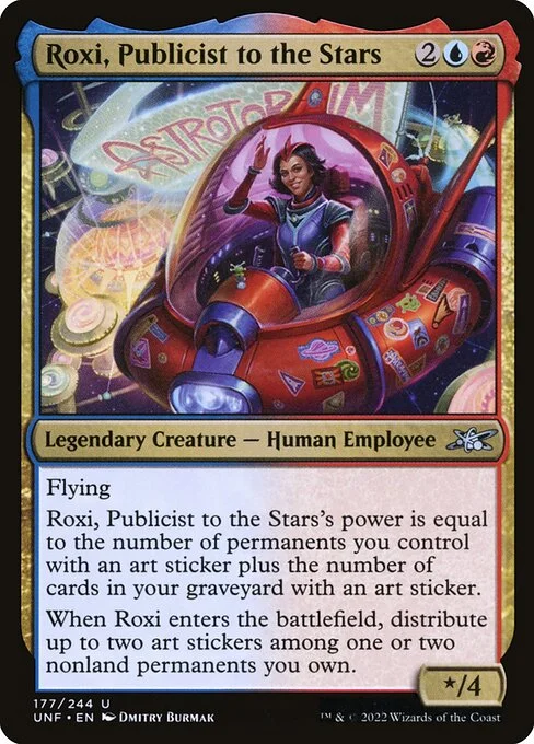 Roxi, Publicist to the Stars, carta Magic di tipo Legendary Creature — Human Employee illustrata da Dmitry Burmak