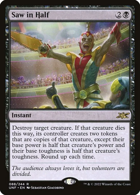 Saw in Half, carta Magic di tipo Instant illustrata da Sebastian Giacobino