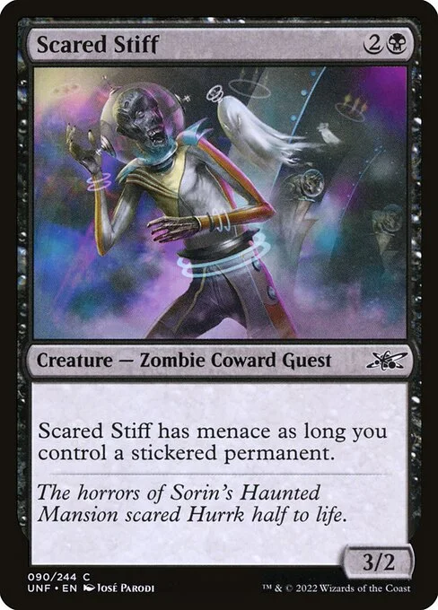 Scared Stiff, carta Magic di tipo Creature — Zombie Coward Guest illustrata da José Parodi