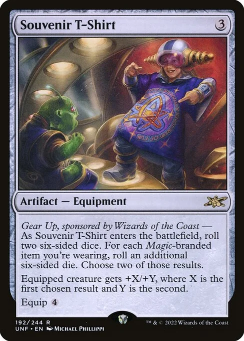 Souvenir T-Shirt, carta Magic di tipo Artifact — Equipment illustrata da Michael Phillippi