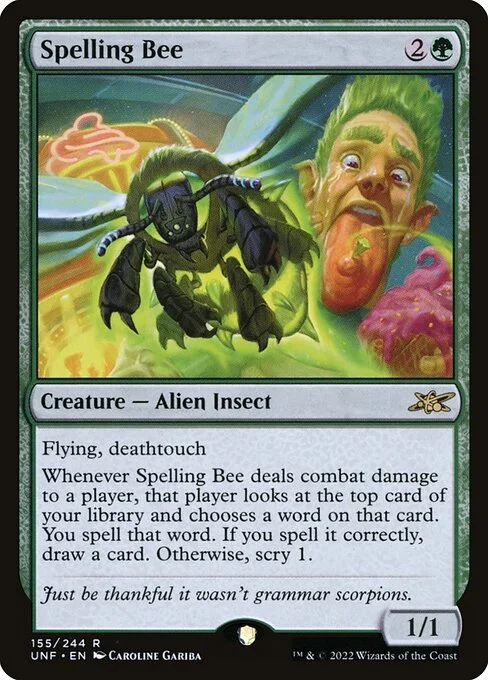 Spelling Bee, carta Magic di tipo Creature — Alien Insect illustrata da Caroline Gariba