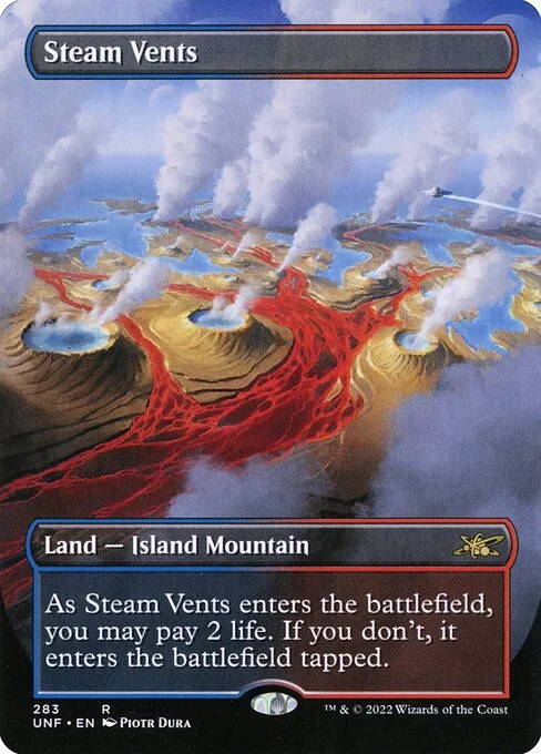 Steam Vents, carta Magic di tipo Land — Island Mountain illustrata da Piotr Dura