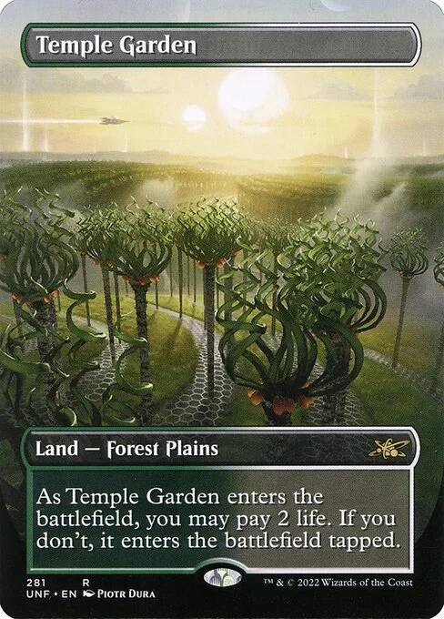 Temple Garden, carta Magic di tipo Land — Forest Plains illustrata da Piotr Dura
