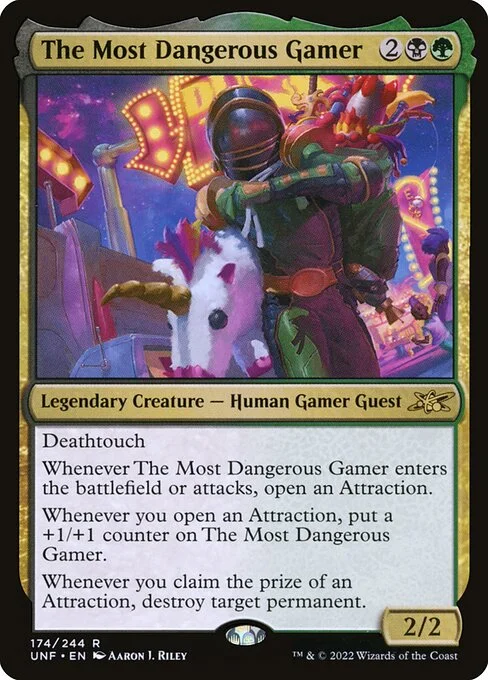 The Most Dangerous Gamer, carta Magic di tipo Legendary Creature — Human Gamer Guest illustrata da Aaron J. Riley