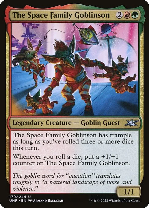 The Space Family Goblinson, carta Magic di tipo Legendary Creature — Goblin Guest illustrata da Armand Baltazar