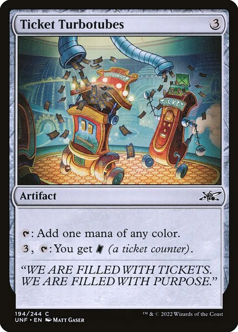 Ticket Turbotubes, carta Magic di tipo Artifact illustrata da Matt Gaser