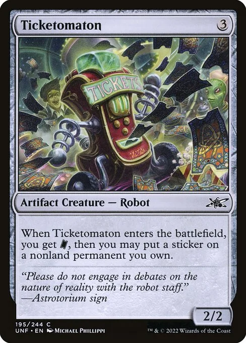 Ticketomaton, carta Magic di tipo Artifact Creature — Robot illustrata da Michael Phillippi