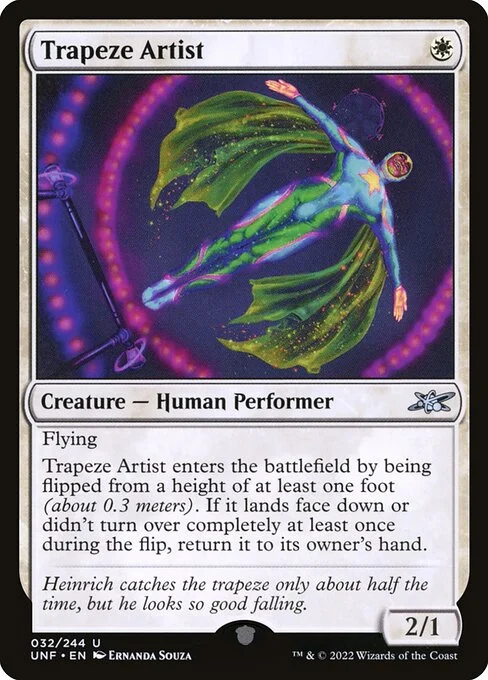 Trapeze Artist, carta Magic di tipo Creature — Human Performer illustrata da Ernanda Souza