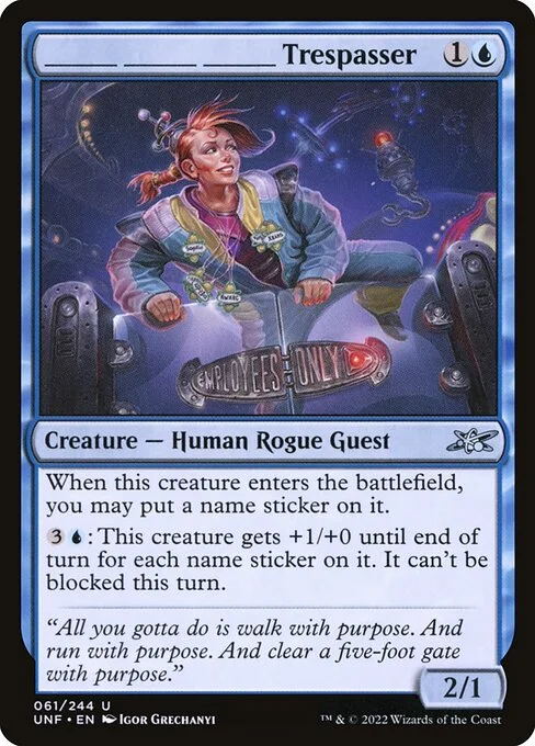 _____ _____ _____ Trespasser, carta Magic di tipo Creature — Human Rogue Guest illustrata da Igor Grechanyi
