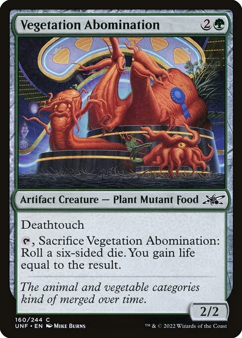 Vegetation Abomination, carta Magic di tipo Artifact Creature — Plant Mutant Food illustrata da Mike Burns