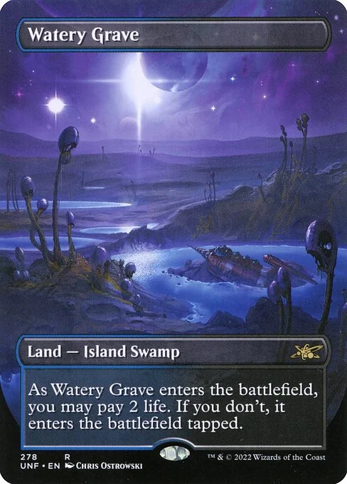 Watery Grave, carta Magic di tipo Land — Island Swamp illustrata da Chris Ostrowski