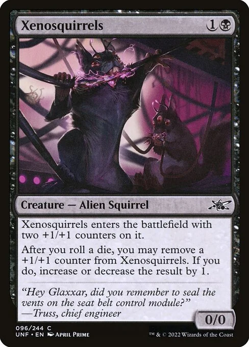 Xenosquirrels, carta Magic di tipo Creature — Alien Squirrel illustrata da April Prime