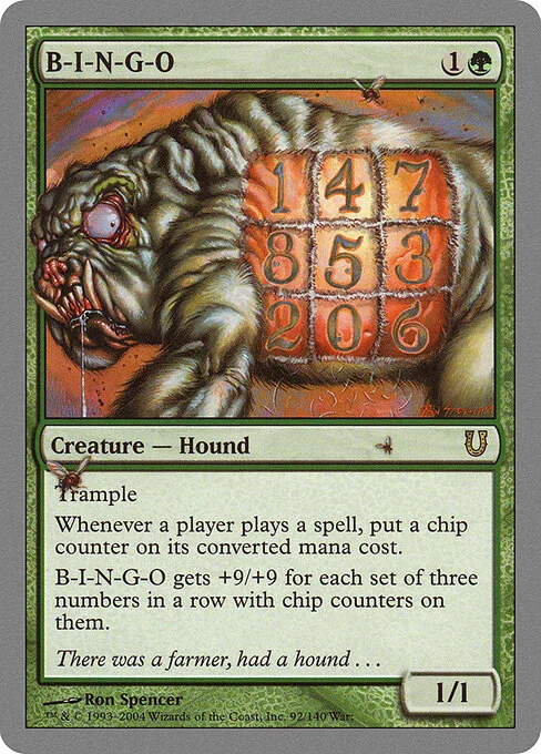 B-I-N-G-O, carta Magic di tipo Creature — Dog illustrata da Ron Spencer