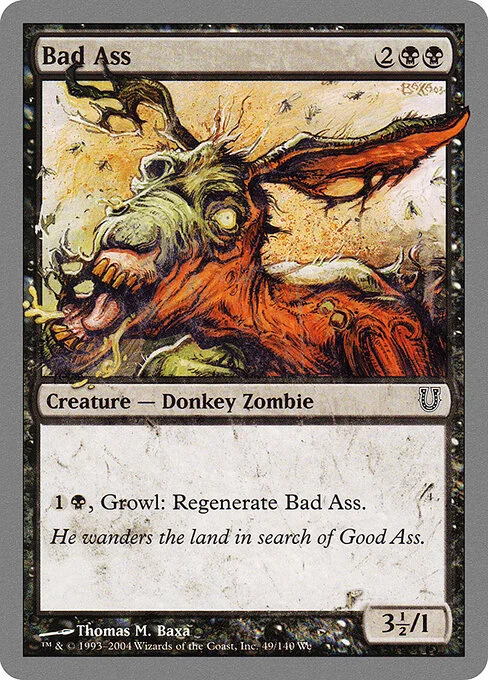 Bad Ass, carta Magic di tipo Creature — Donkey Zombie illustrata da Thomas M. Baxa