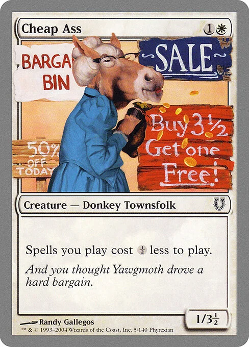 Cheap Ass, carta Magic di tipo Creature — Donkey Townsfolk illustrata da Randy Gallegos