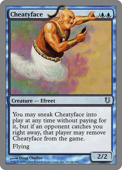 Cheatyface, carta Magic di tipo Creature — Efreet illustrata da Doug Chaffee