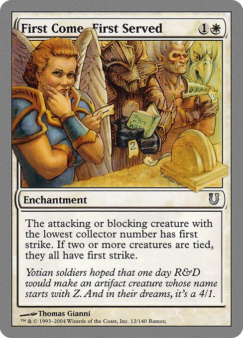 First Come, First Served, carta Magic di tipo Enchantment illustrata da Thomas Gianni