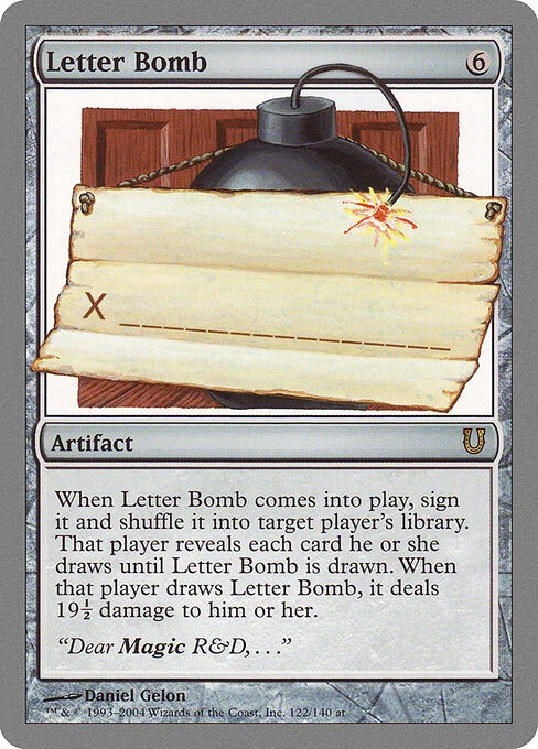 Letter Bomb, carta Magic di tipo Artifact illustrata da Daniel Gelon