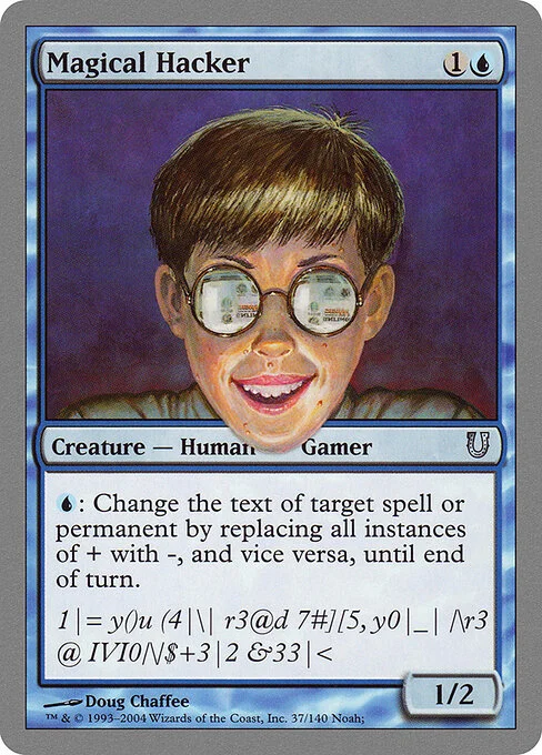 Magical Hacker, carta Magic di tipo Creature — Human Gamer illustrata da Doug Chaffee