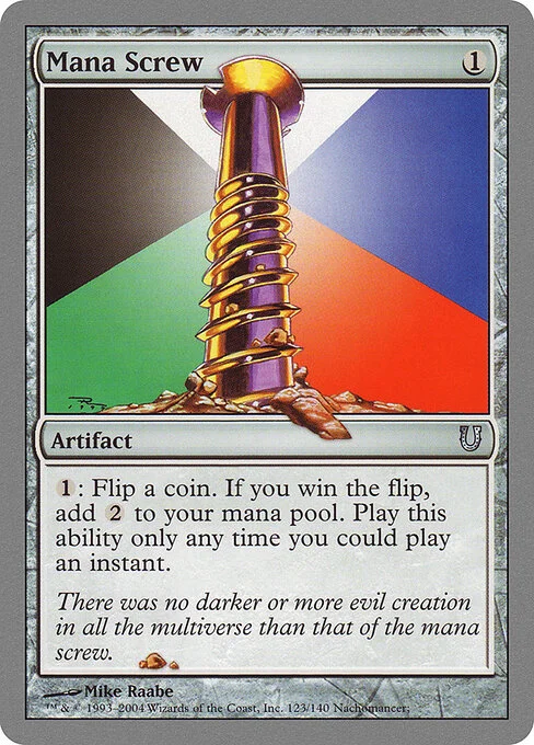 Mana Screw, carta Magic di tipo Artifact illustrata da Mike Raabe