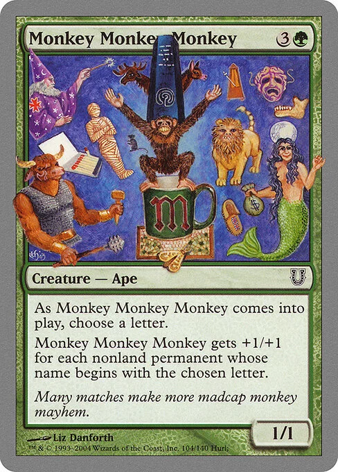 Monkey Monkey Monkey, carta Magic di tipo Creature — Monkey illustrata da Liz Danforth