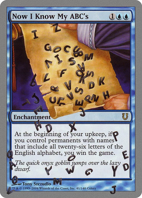 Now I Know My ABC's, carta Magic di tipo Enchantment illustrata da Tony Szczudlo