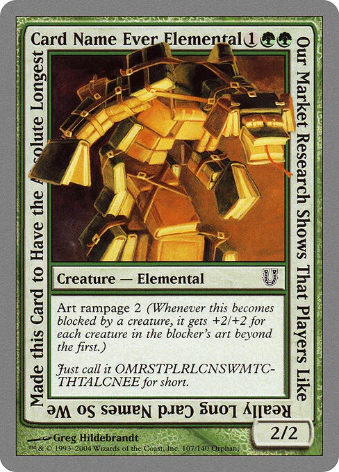 Our Market Research Shows That Players Like Really Long Card Names So We Made this Card to Have the Absolute Longest Card Name Ever Elemental, carta Magic di tipo Creature — Elemental illustrata da Greg Hildebrandt