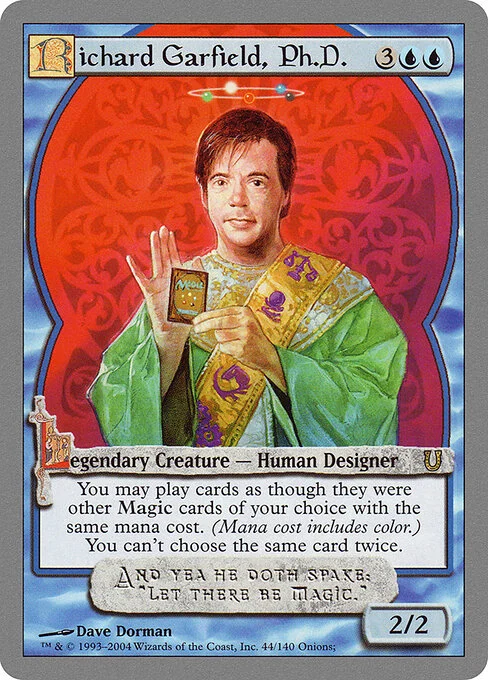 Richard Garfield, Ph.D., carta Magic di tipo Legendary Creature — Human Designer illustrata da Dave Dorman