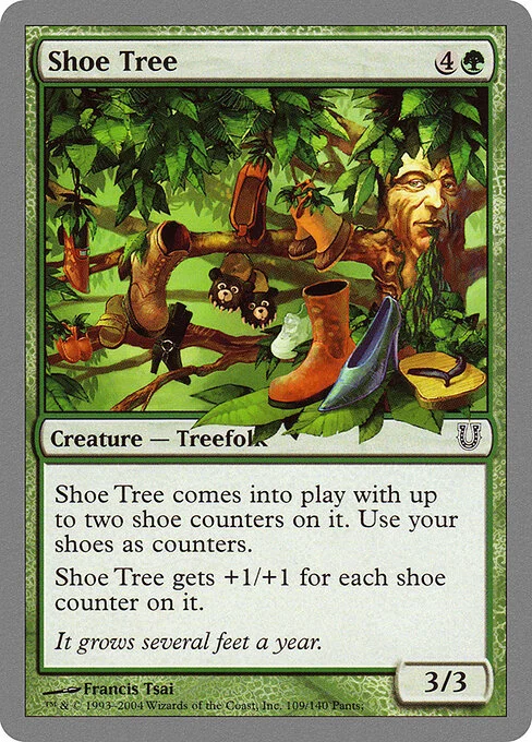 Shoe Tree, carta Magic di tipo Creature — Treefolk illustrata da Francis Tsai