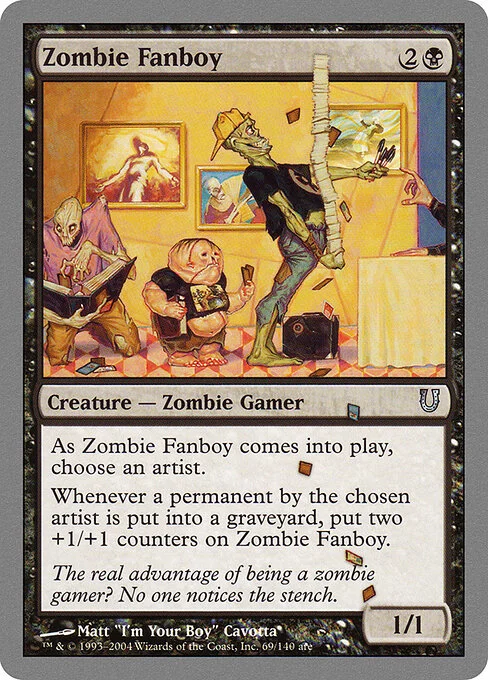 Zombie Fanboy, carta Magic di tipo Creature — Zombie Gamer illustrata da Matt “I'm Your Boy” Cavotta