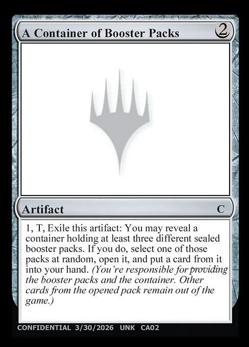 A Container of Booster Packs, carta Magic di tipo Artifact