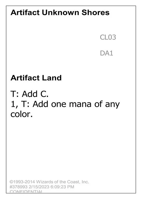 Artifact Unknown Shores, carta Magic di tipo Artifact Land