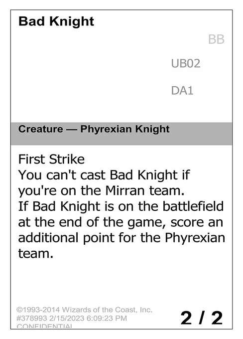 Bad Knight, carta Magic di tipo Creature — Phyrexian Knight