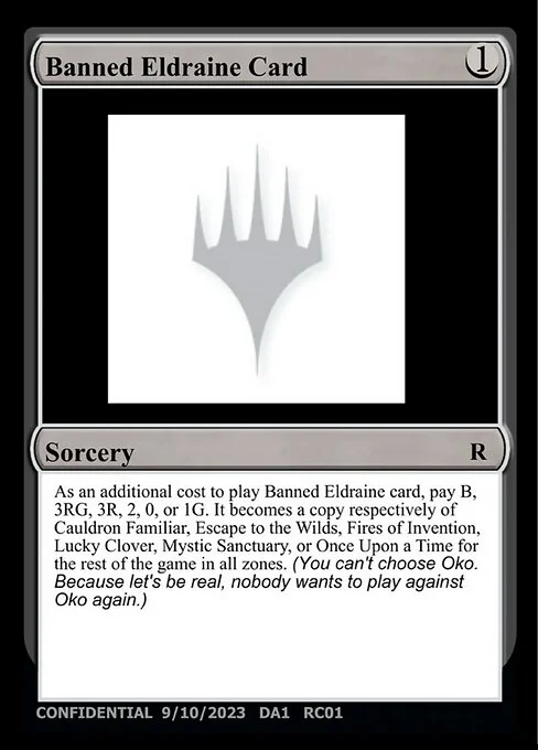 Banned Eldraine Card, carta Magic di tipo Sorcery