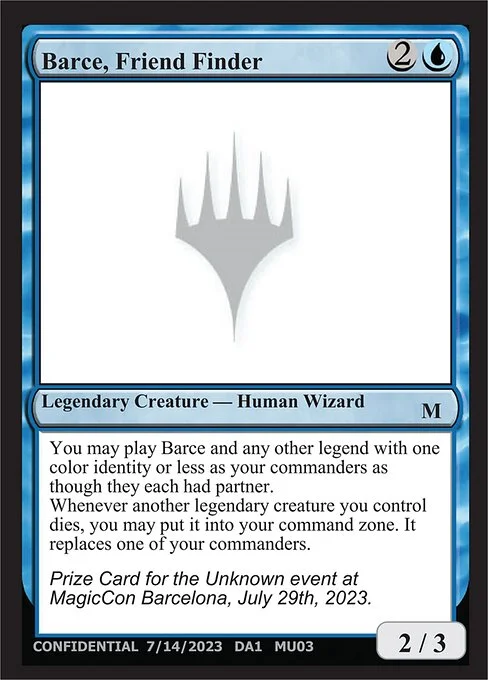 Barce, Friend Finder, carta Magic di tipo Legendary Creature — Human Wizard