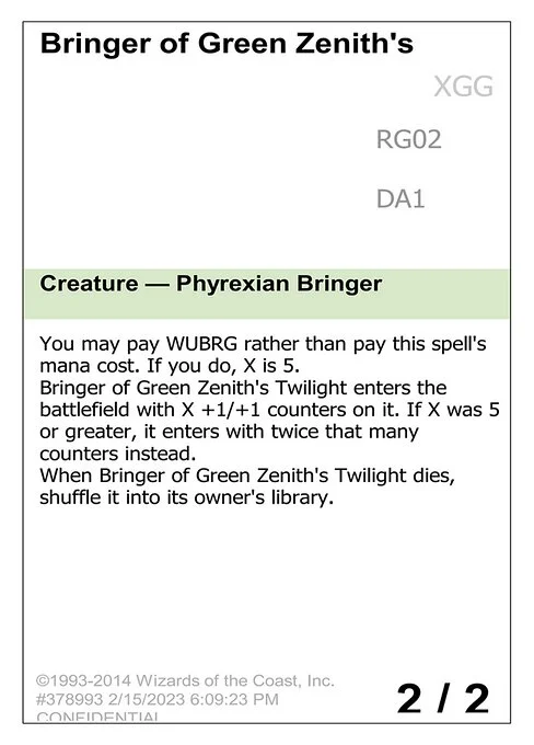 Bringer of Green Zenith's Twilight, carta Magic di tipo Creature — Phyrexian Bringer