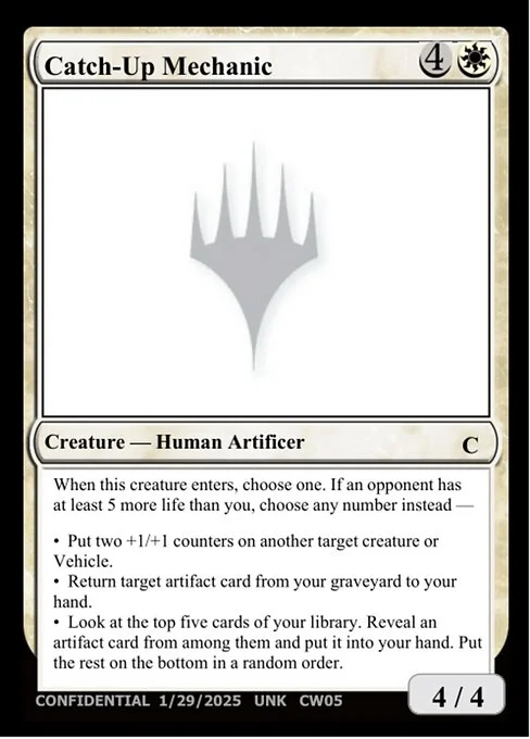 Catch-Up Mechanic, carta Magic di tipo Creature — Human Artificer