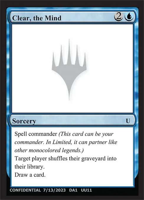 Clear, the Mind, carta Magic di tipo Sorcery