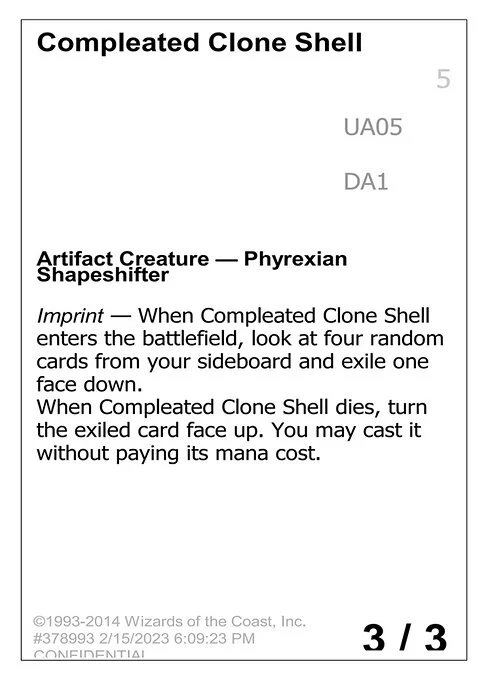 Compleated Clone Shell, carta Magic di tipo Artifact Creature — Phyrexian Shapeshifter
